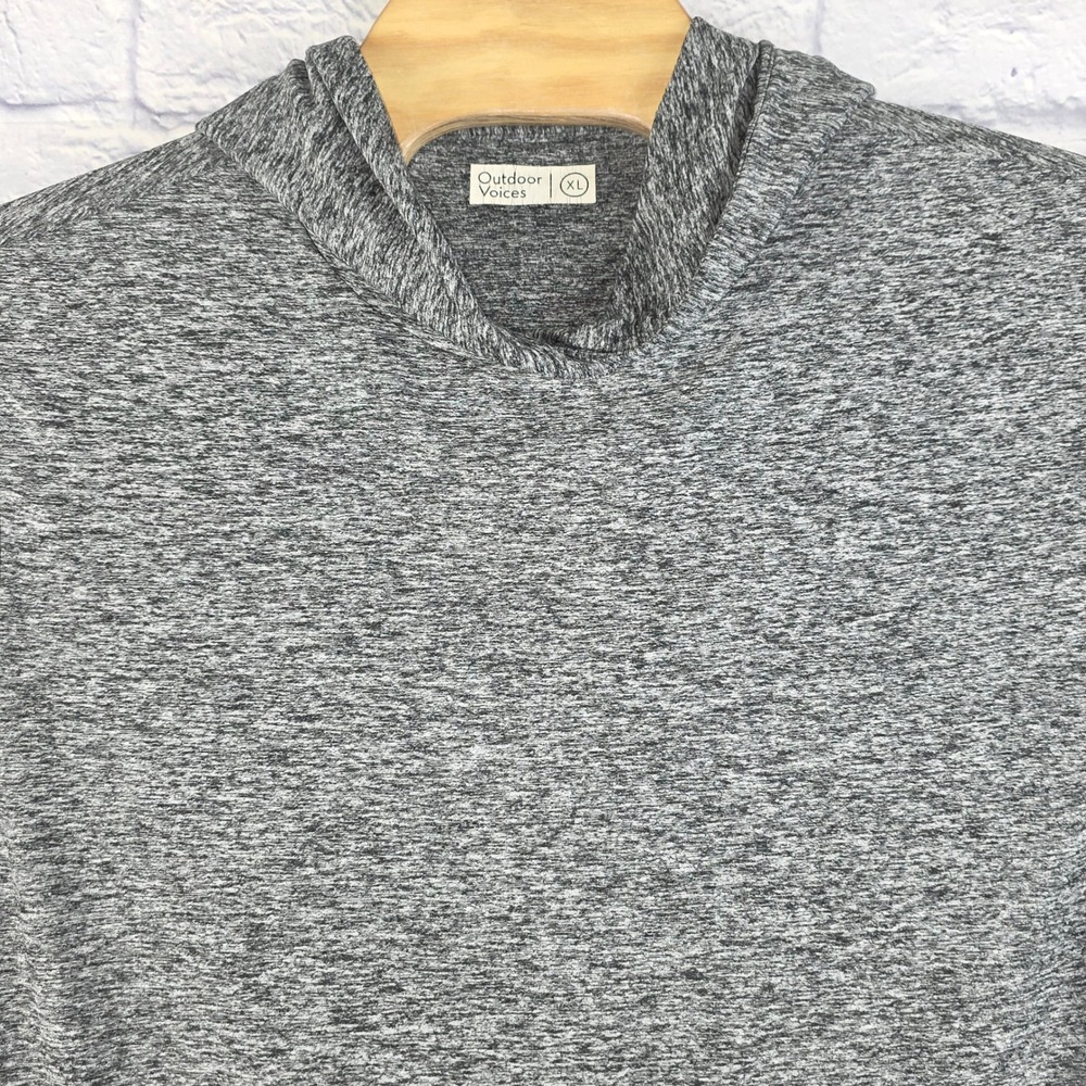 Outdoor Voices Men CloudKnit Heather Gray Performance Pullover Hoodie Size XL